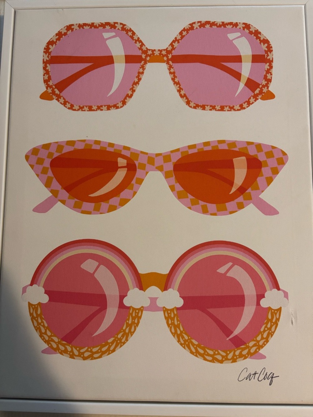 Retro Pink & Orange Sunglasses Art Print by CatCoq